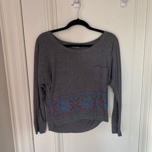 Garage Grey Patterned Long-Sleeved Top